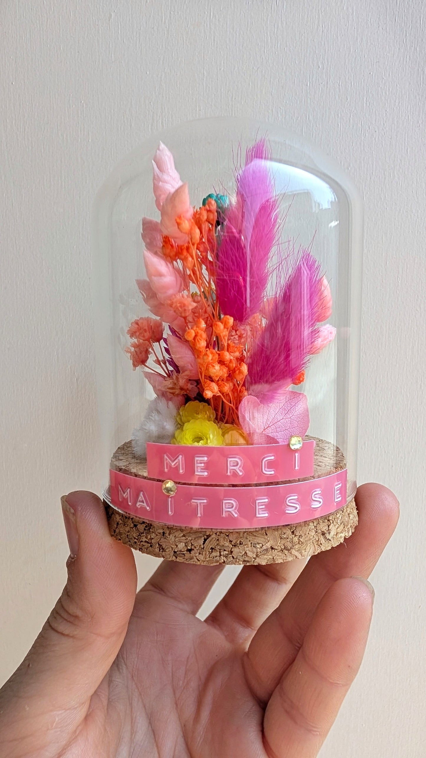 Petite cloche fleurie personnalisable – Cadeau pour maîtresse, ATSEM ou nounou