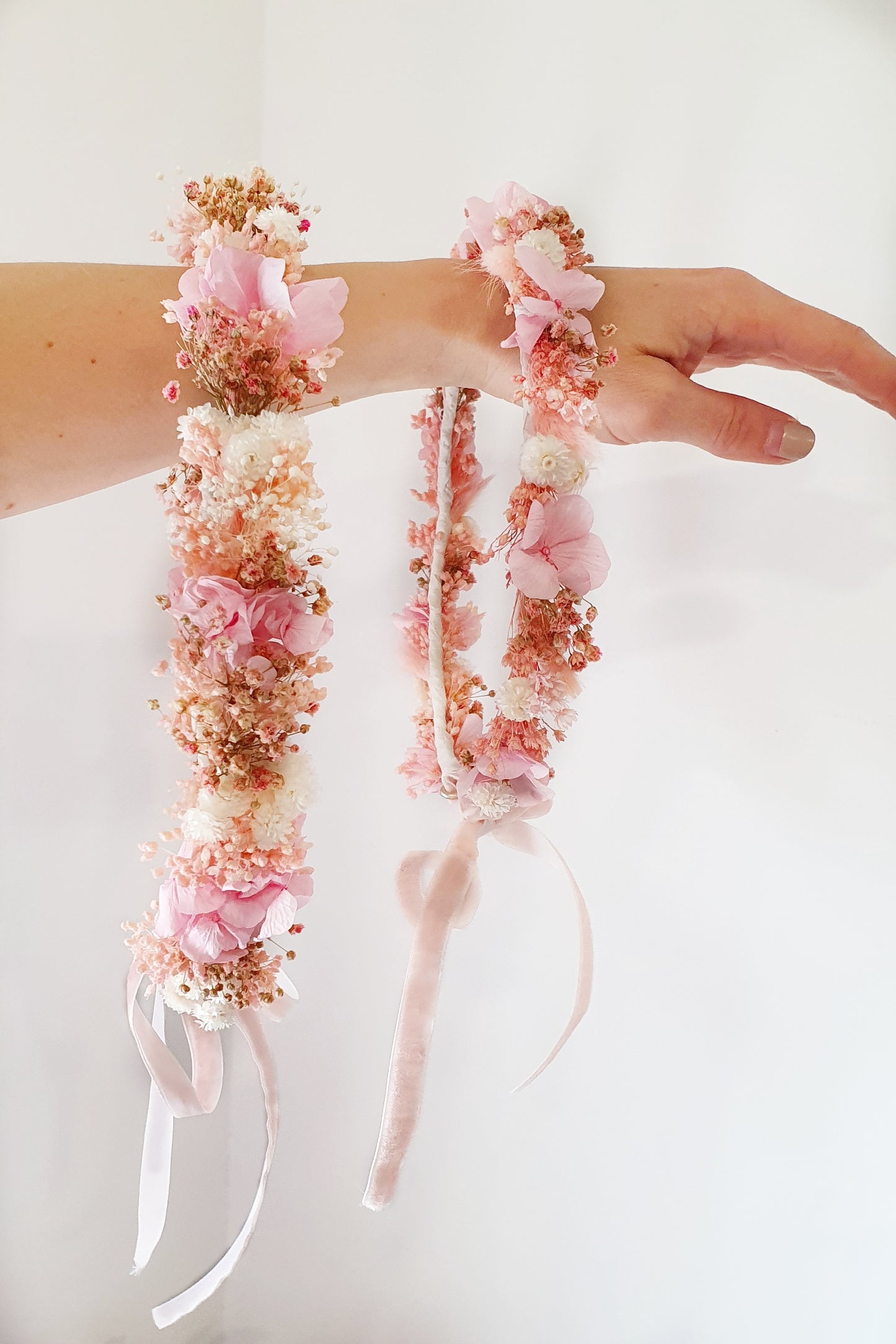 Couronne cheveux | rose & blanc