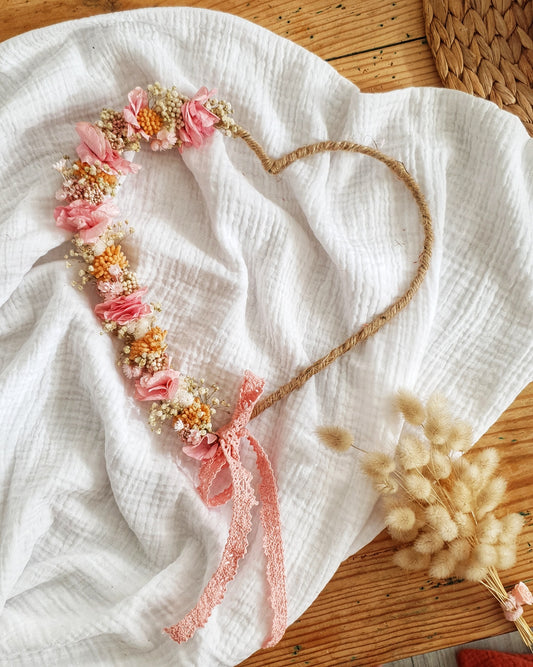Demi coeur corde | rose